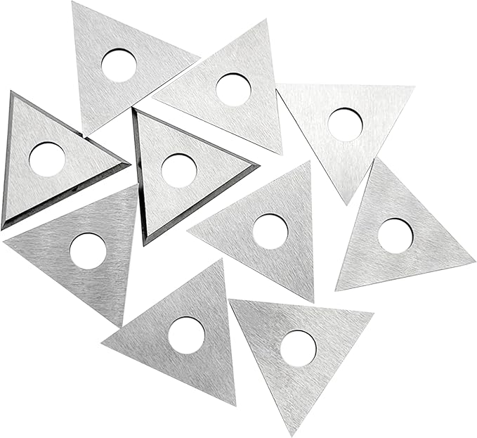 LU&MN Carbide Scraper Replacement Blades, 1" Triple-Edge Triangle Reversible Blades, Fits Most Handheld Paint, Glue& Grout Scrapers, 10Pieces