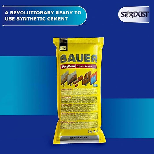 Bauer Instant Polymer Cement - Ready-to-Use Alternative to Mortar & Adhesives - Versatile Concrete & Stone Tile Crack Repair & Brick Repair, Convenient, Durable & Easy to Store - 4kg