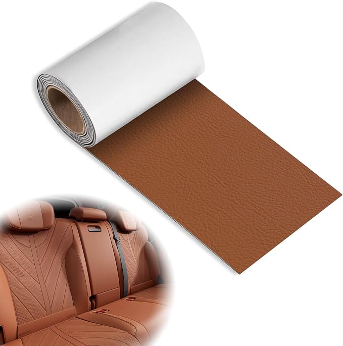 Leather Repair Patch Tape Brown 4 x 63 Inches Self Adhesive Leather Repair Kit for Excellent Adhesion Leather Repair Patch Self Adhesive for Car Seat, Motorcycle Seat, Automobile Parts