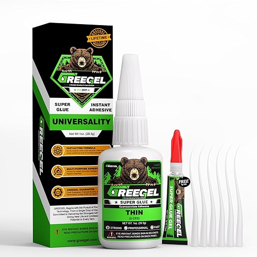 1 Oz Thin Liquid Clear Super Glue + 3g Gel Glue, Cyanoacrylate Adhesive for Woodworking, Ceramic, Plastic, Metal, Crafts & Repairs