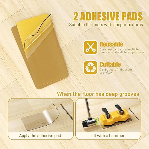 Laminate Floor Repair Kit – Double-Sided Heavy Duty Floor Gap Fixer Tool with Enhanced Suction Cup & 2 Pcs Adhesive Pads for Vinyl Plank, Hardwood & Tile – Close The Gaps, No More Tripping (1pc kit)