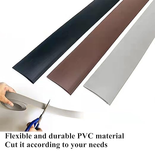 Floor Transition Strip Self-Adhesive Cover Strips Threshold Repair Floor Gap Vinyl Flooring Transitions Laminate Floor Flat Divider Strip Minimalism Oak Wood Grain Design 6.6FT (4cm, Pure Black)