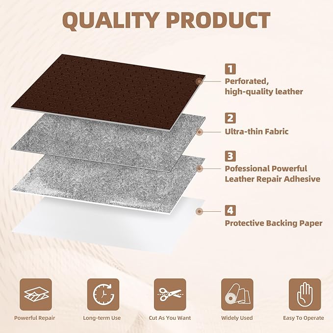 Leather Repair Patch, Strong Sticky Repair Patch Self Adhesive Waterproof, DIY Large Vinyl Patches for Couches, Furniture, Sofa, Car, Chair (Dark Brown, 3.5X79 inch)