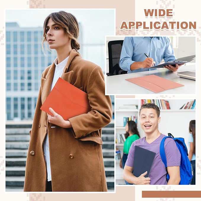 PATIKIL 2Pcs PU Leather A4 File Folder, Document Holder Envelope Waterproof Napa Texture Filing Organizer Portfolio Folder Case with Magnetic Snap Closure for Home Office, Red