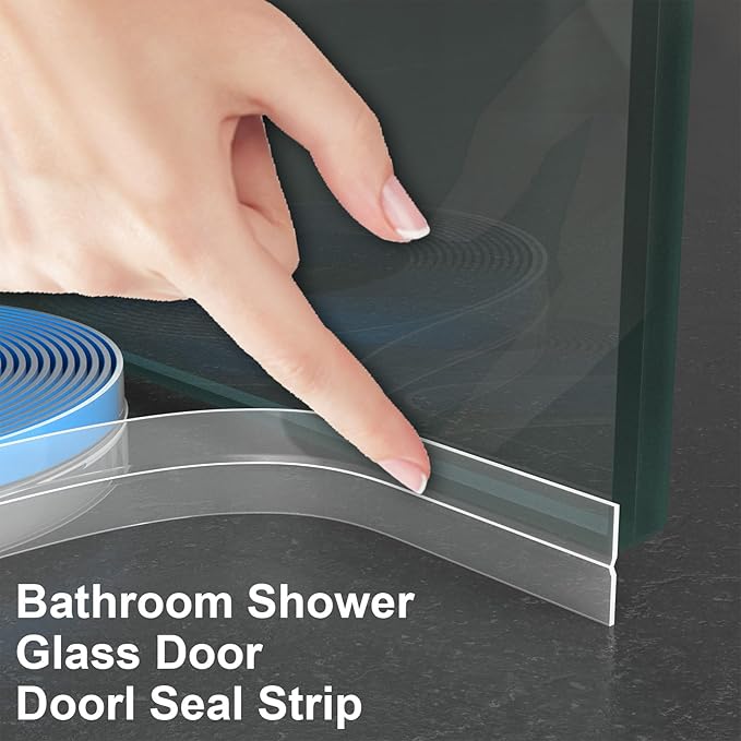 Thickened Weather Stripping Door Seal, Gap Seal for Frame and Gaps Draft Stopper,Glass Shower Door Sweep, Clear, 20 Feet x 2 Inch