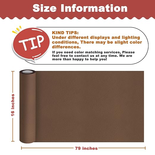 GEYYANG Leather Repair Patch, 16X79 inch Self Adhesive Leather Patches, Large Leather Repair Tape for Couches, Furniture, Car Seats, Cabinets, Wall, Handbags(Brown - Litchi Grain)