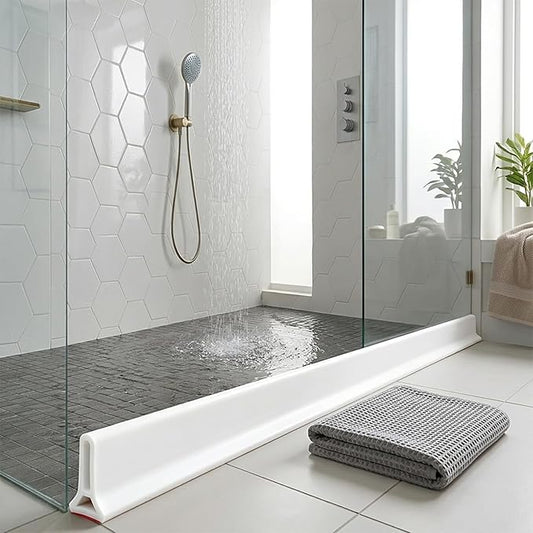 39Inch Collapsible Shower Threshold Water Dam 2" High Shower Barrier Water Stopper 2" Tall Shower Water Guard To Keep Water In Shower Dry And Wet Separation Bathroom Wheelchair Accessible Black