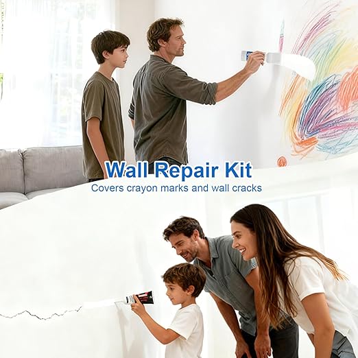 2-in-1 Wall Repair Kit, White Paint for Walls, Drywall Wall Patch, Quick Fix for Holes, Cracks, Dents, Covers Stains
