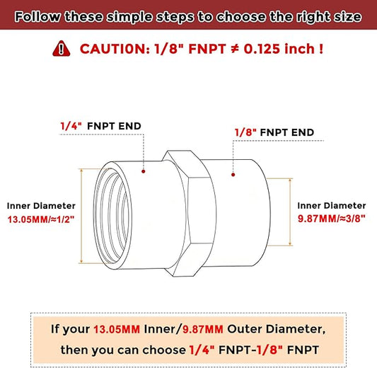 Pack of 5, 1/4" FeMale NPT to 1/8" FeMale NPT Solid Brass Pipe Fitting Coupler, Brass Coupling Hose Fittings Adapter for Pipe Leak Repair, Bathroom Remodeling, Tool Extensions