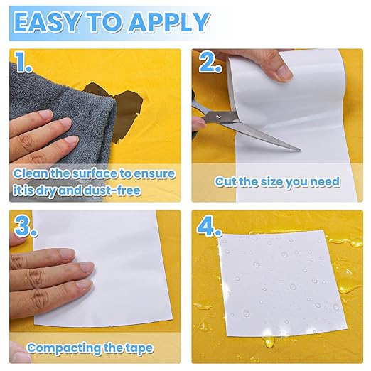 Tikfoam Waterproof Repair Tape for Fabric, Plastic, Awning, RV Underbelly, Tarp, Tent, Sail and Boat Cover Outdoor Repair Patch, Heavy Duty,5 Inch x 10FT White