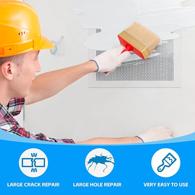 Wall Repair Patch Kit Upgraded Size, 8 Psc 10/8/6/4 inch Self Adhesive Pieces Aluminum Drywall Repair Kit, with Its Own Large Squeegee and Scraping