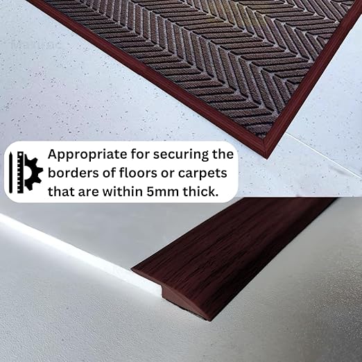 Maxiroc Floor Transition Strip Self Adhesive Carpet Wood Tile Vinyl Flooring Laminate Transition Cover Edge Trim Gap Doorway Threshold for Uneven Floors Heights Within 5 mm (120 inches, Red Wine)