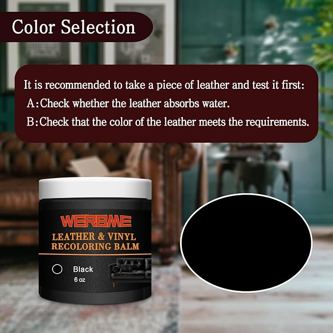 Leather Recoloring Balm & Mink Oil Leather Conditioner, Black | Restores faded leather, waterproof, scratch repair for couches, car seats, shoes & bags, Complete kit with mink oil & tools
