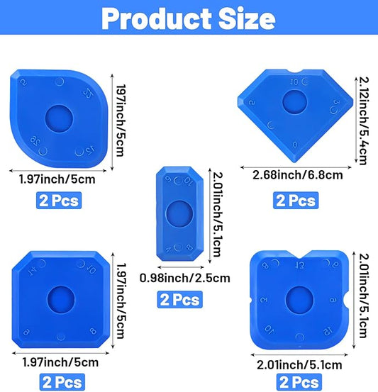 10 Pcs Silicone Caulking Tool, Caulking Tool Set with Sealant Remover & Scraper for Kitchen Bathroom Floor Window Sink Sealing (Blue)