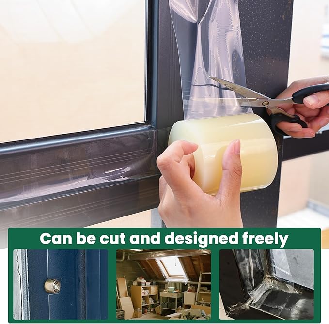Window Sealing Tape, Window AC Insulation Air Conditioner Sealing Around Frame, 3 inch X 65.5 FT, Blocker for Cold Heat Air, Waterproof Tape for Repair, Heavy Duty No Residue (Clear)