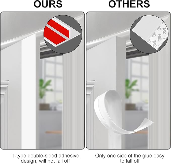 T-Shaped Silicone Seal Strip for Door & Windows, 20Ft Weatherproof Draft Stopper, Gap Seal for Door Sides (White)