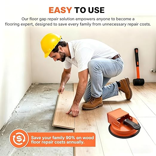Floor Gap Fixer Tool, a Floor Joint Repair Tool Suitable for Solid Wood and Vinyl Flooring; a Carbon Steel Suction Cup with a Rubber pad, Designed to Fill Unsightly Seams