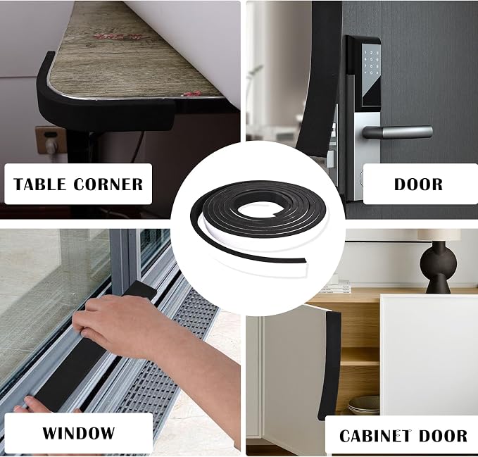 1/4inch Wide x 1/8inch Thick Closed Cell Foam Weatehr Stripping Tape,33Ft | Single Sided, High Density, Soundproof, Self-Adhesive Foam Insulation Strip for Door Frame, AC Window Units, Black