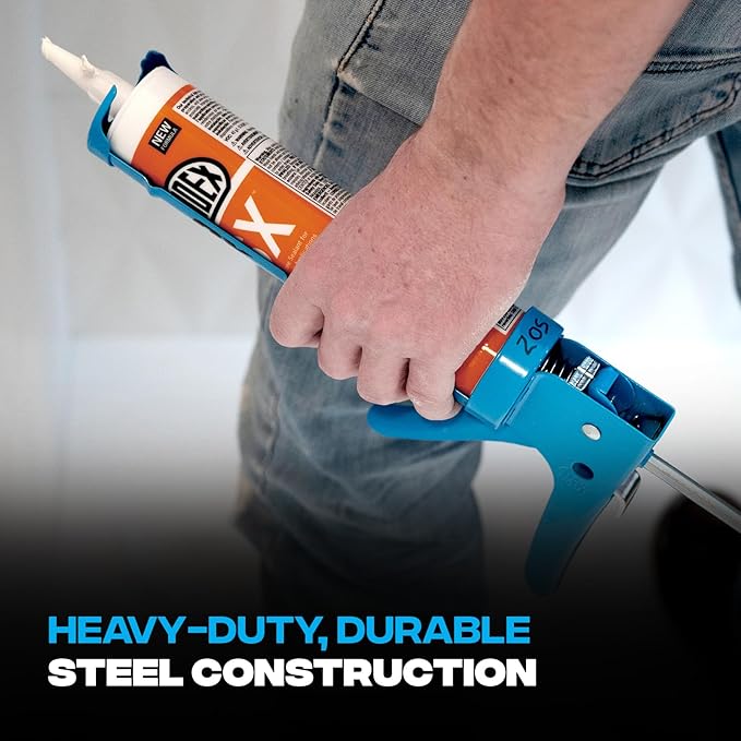 OX 10 oz Drip Free Caulk Gun - 10:1 Thrust Ratio Caulking Gun Tool with Seal Punch and Spout Cutter for Silicone - OX-T046205