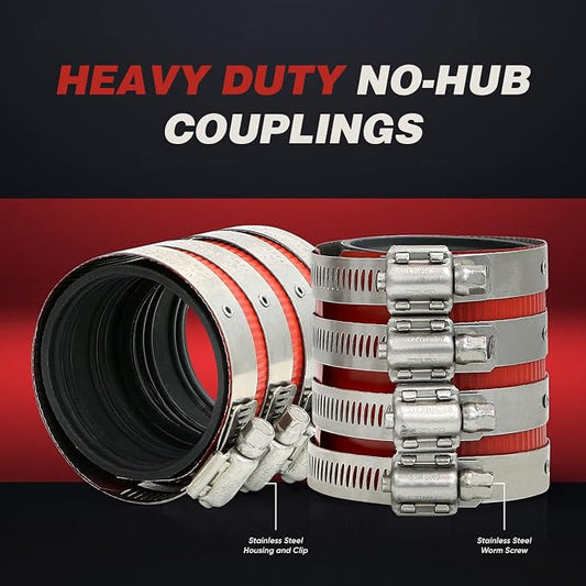 Supply Giant 37422CS No-Hub Coupling Heavy Duty Colored Shield, 2 inch, Red