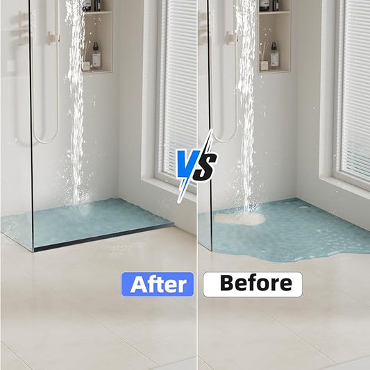 39 Inch Shower Threshold Water Dam Barrier,Silicone Shower Door Bottom Seal for Water Stopper,Flexible Edge Trim for Kitchen Sink Splash Guard,Self Adhesive Water Blocker for Bathtub,Black