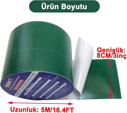 High Adhesive Tarpaulin Repair Tape, Tear Resistance Tent Tarp Repair Patch, Waterproof Heavy Duty Canvas Tarp Repair Tape for Car Boat Truck Roof Camping Woodpile,3.15IN*16.4FT,Green