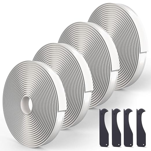 Oleitodh Butyl Seal Putty Tape White1 Inch x 120 Feet(4 Pack),Leak Proof Butal Tape for RV Repair, Window, Boat Sealing, Glass and EDPM Rubber Roof Patching