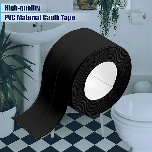 Waterproof Seal Caulk Strip Tape Self Adhesive for Sink Toilet Bathroom Wall Edge Bathtub Oil-Proof Caulking Sealing Tape 1.5" x 10.5' (W*L) 3Pcs Black