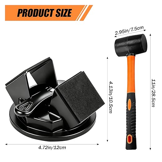 Heavy Duty Gap Fixer Tool for Laminate Flooring - Laminate Floor Gap Repair Tool with Heavy-Duty Floor Suction Cup and Rubber Hammer,for Laminate and Vinyl Flooring (Black Dual-Sided Striking)