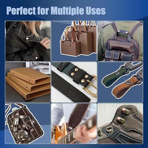90 Sets Gold Chicago Screws Leather Rivets Kit, 4 Sizes (M5*4,5,6,8) & 2 Screw Lengths (M4*3,4) for Belts, Bookbinding, DIY Leather (Gold)
