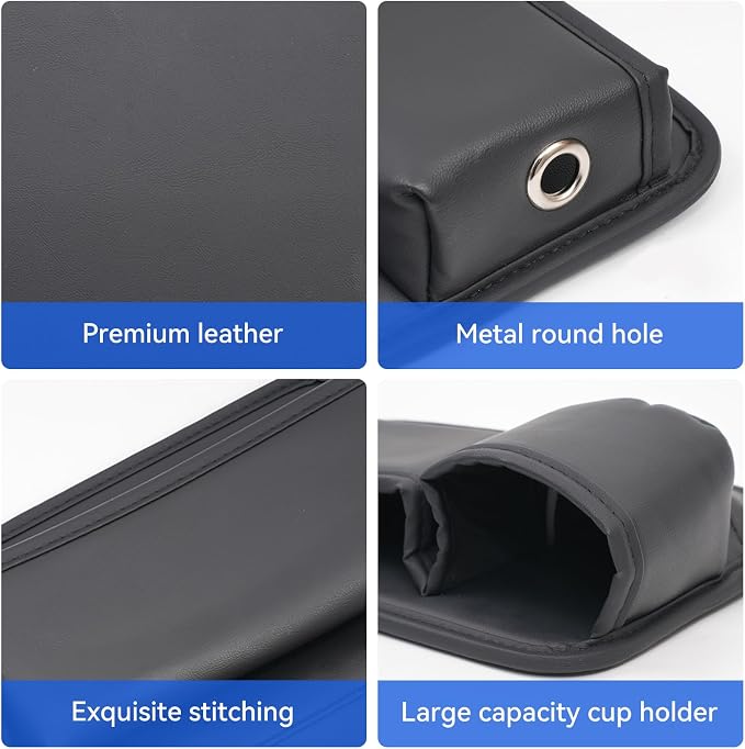 Car Seat Gap Filler Organizer, PU Leather Car Accessories Organizer, for Front Seat,Console Organizer for Phone, Keys and Small Items, It has a cup holder and a long storage slot. (Passenger side)