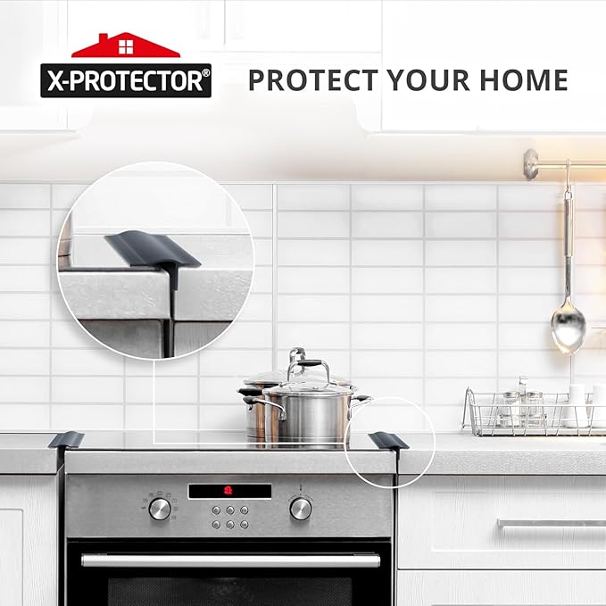 Silicone Stove Gap Cover X-Protector - 50” x 1.55" Guard Between Stove and Counter - Self-Adhesive Premium Counter Gap Filler - Heat Resistant Oven Counter Gap Protector - Stove Top Spill Guard