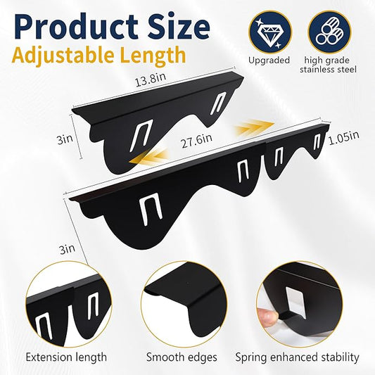 Stove Gap Covers Stainless Steel, Heat Resistant Gap Filler, Adjustable 13.8” to 27.6” Length, 1.05” Wide, Range Trim Kit - KIGJU Side Gap Guards for Stovetop, Kitchen Counter & Oven (Black 2 Pack)