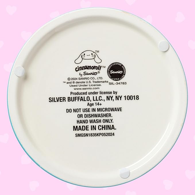 Silver Buffalo Sanrio Hello Kitty and Friends Cinnamoroll Cherries Blue Checkered Ceramic Cookie Snack Jar (Large)
