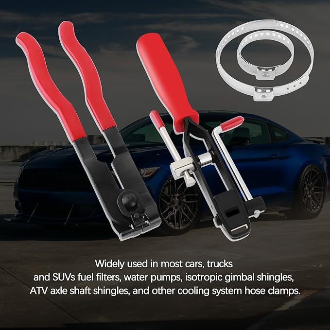 CV Boot Clamp Pliers Kit,1PC CV Joint Boot Clamp Pliers + 1PC Ear Clamp Pliers + 10PCS Clamps,Universal Car Accessories for Most Vehicles (Pliers/2PCS)