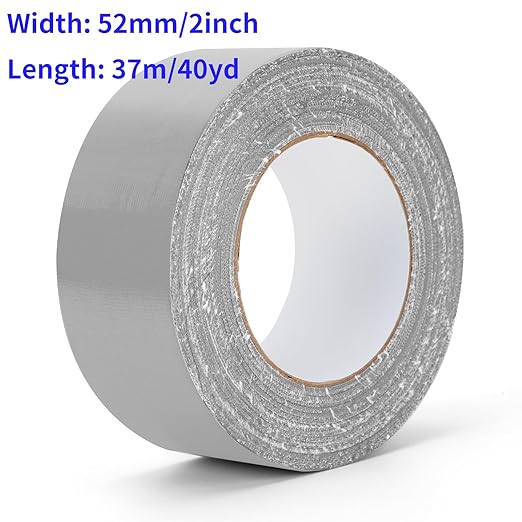 Grey Duct Tape Heavy Duty Waterproof, 40 Yards X 2 Inch, 9 Mils Thickness Strong Adhesive Sticky, No Residue, Easy Tear by Hand for Home Repairs Indoor Outdoor Crafts Packing HVAC and Construction