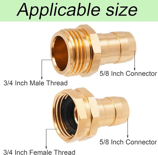 Triumpeek 4 Sets Garden Hose Repair Connector with Clamps, Aluminum Water Hose End Replacement Fit for 3/4" and 5/8" Garden Hose Fittings