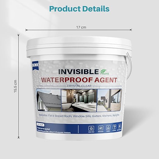 2000g Transparent Waterproof Coating Agent, Clear Waterproof Sealant Repair Leak for Roof, Bathroom, Indoor and Outdoor Water Proof Coating Sealant