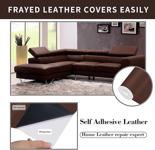 Lifeshoon Leather Repair Patch, 35X79 Inch Self Adhesive Leather Repair, Large Vinyl Patch Tape for Couches, Furniture, Car Seats, Cabinets, Wall, Handbags (Brown, 35X79 Inch)