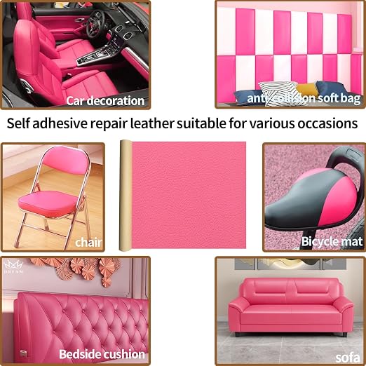 Aglzyoply Large Furniture Leather Repair Tape, Self-Adhesive Leather Repair Subsidy, 17.7x78.8inch Leather Repair Tape,for Sofa, car seat,Furniture,Kitchen cabinets, Wall, Chair,DIY Crafts (Rose red)