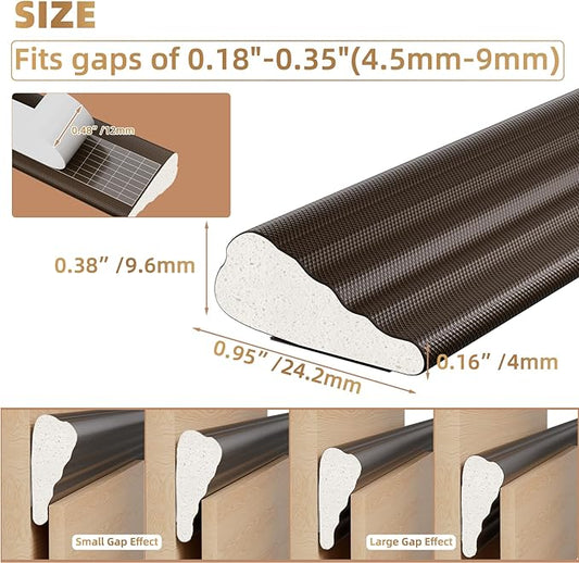 3Pcs×196" Wedge-Shape Foam Window Weather Stripping Door Seal Strip,Soundproofing Frame Insulation Tape for Exterior Front Door,Noise Cancelling Window Inserts,Door Gap Filler Light Blocker,Brown