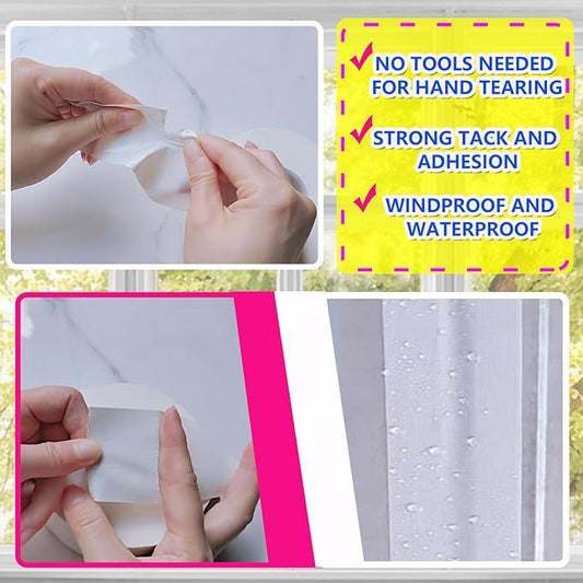 WENSSKKU White Window Weather Sealing Tape 2Inch X 65Ft,Window AC Seal Air Conditioner Sealing Tape,Residue-Free for Keep Out Drafts Cold Air Rain Dust Smog