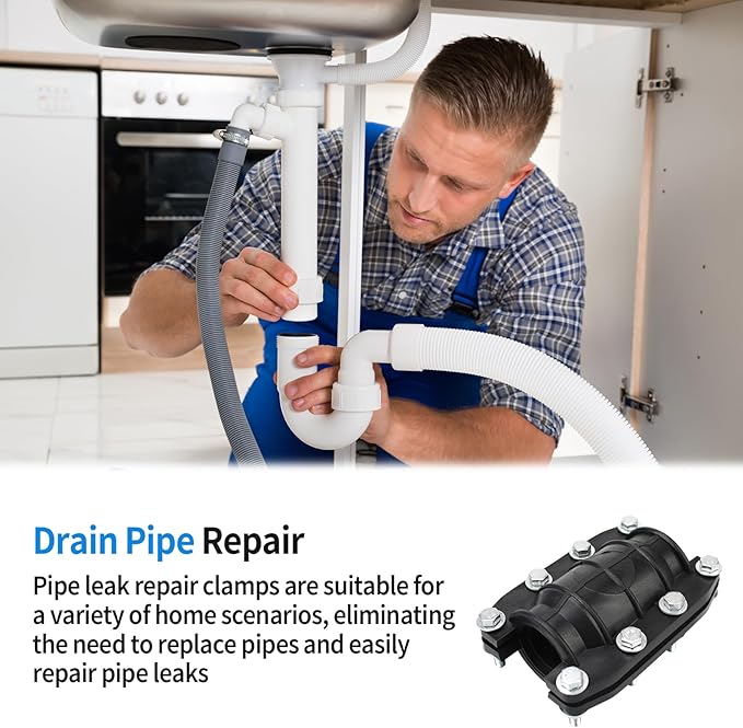 Pipe Repair Clamp Leak Water Sealer, 1 1/4 Inch Water Pipe Clamp Repair Kit, for Emergency Pipe Repair of Plastic and Metal Pipes OD 32MM