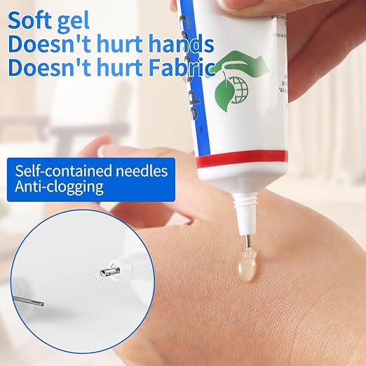 Fabric Glue,Mighty mend Liquid Stitch Fabric Adhesive,Permanent,Clear,Strong, Waterproof for Repair and Patches, Clothes, Clothing Bonding 2oz。