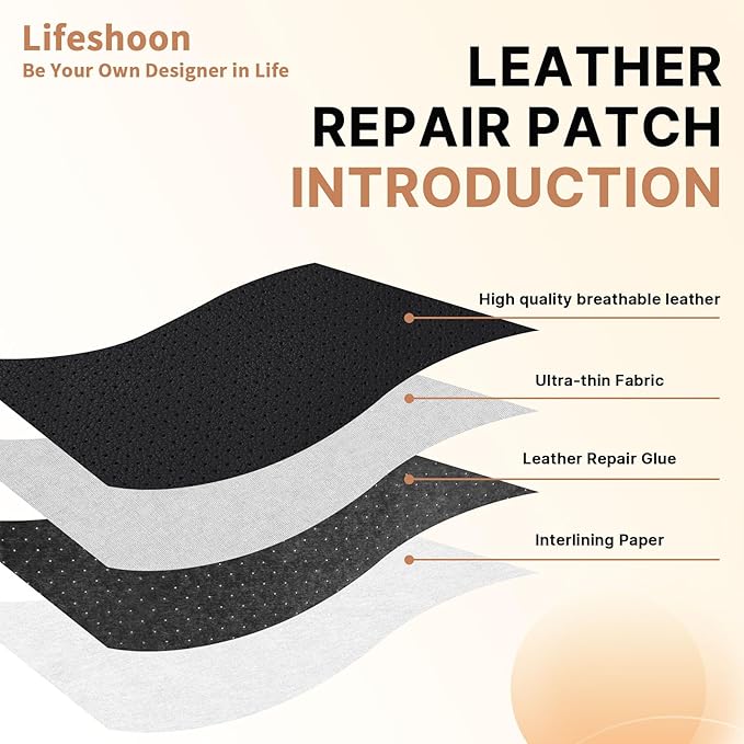 Leather Repair Patch, 17X158 Inch Breathable Perforated Self Adhesive Leather Repair Tape, Large Vinyl Patch Kits for Couch, Furniture, Sofa, Car Seat, Office Chairs (Coffee, 17X158 Inch)