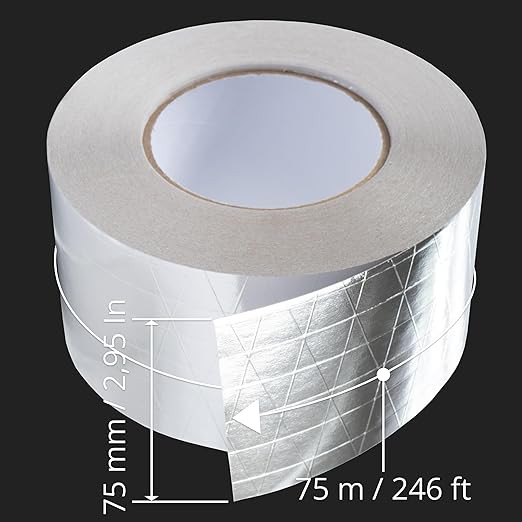 2-Pack 3" Inch x 164 Ft / 55 Yards Long Aluminum Foil Tape with Mesh - Strong Metal Insulation Adhesive Heavy Duty Ductwork Tape - Waterproof High/Low Temperature HVAC Vent Hose Dryer Leak Repair Tape