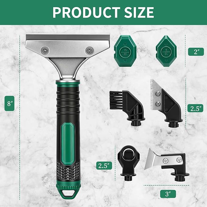 6 in 1 Caulking Tool & Caulk Remover Tool Kit with Dual-End Multi-Function Handle – Grout Removal Tool & Scraper for Bathroom, Kitchen, Tile Sealing