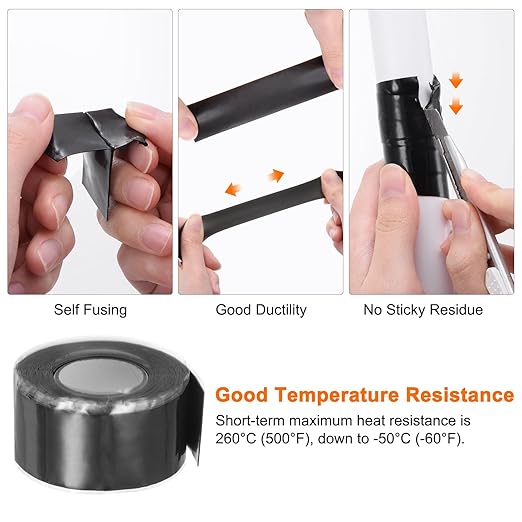 HARFINGTON Self Fusing Silicone Tape 2" x 3ft x 0.04" Waterproof Sealing Plumbing Rubber Tape for Water Pipe Hose Leak Silicone Grip Repair Seal, White
