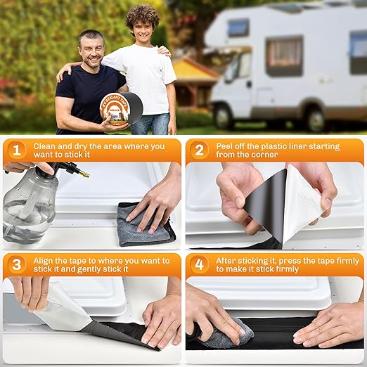 WELLUCK Butyl Sealant Tape, 6 Inch X 50 Foot RV Roof Tape Sealant Roofing Tape Black, Waterproof &UV RV Tape for Roof Camper Trailer Boat Sealing Leak Repair