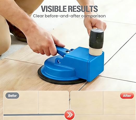 Floor Gap Fixer Tool, Cast Aluminum, Heavy Duty Flooring Repair Kit with Vacuum Suction Cup for Laminate, Vinyl, Wood and Tile Floors (Blue)